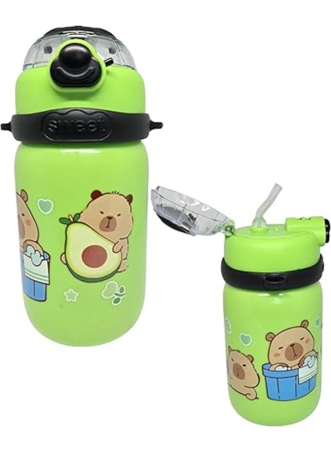 MINIIMODZ Sweet Bunny Kids Water Bottle – 500ml BPA-Free Plastic Bottle with Straw | School, Toddler & Picnic Use (Pack Of 1) (GREEN) - Image 2